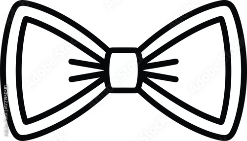 Simple black outline icon of a bow tie on a white background fashion accessory