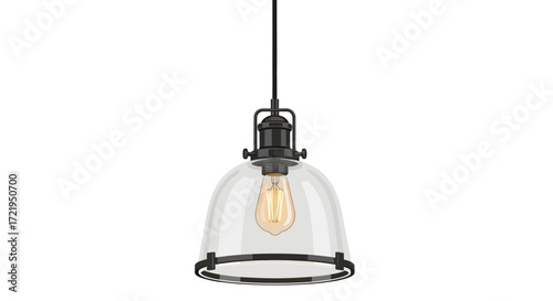 Elegant glass dome pendant light fixture vector illustration
