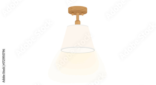 Elegant hanging lamp with wooden details and soft light emission