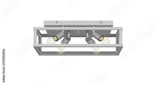 Elegant rectangular metal frame ceiling light fixture with four bulbs