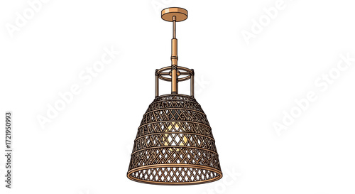 Elegant wicker pendant light fixture with detailed weave pattern design