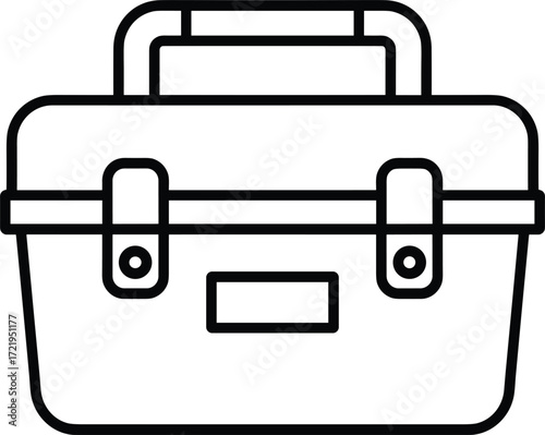 Simple Outline Icon of a Toolbox with Handle and Latches Keywords: toolbox, tool chest