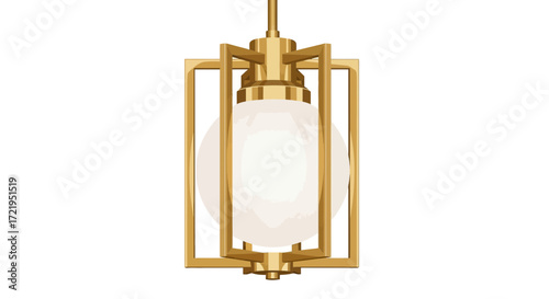 Luxurious Geometric Pendant Lamp with Spherical Diffuser Illustration