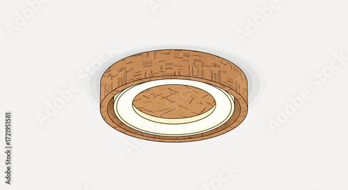 Minimalist Cork Ceiling Light Fixture Design Illustration on White Background