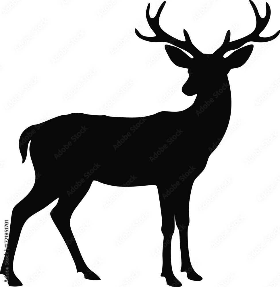 Fototapeta premium deer vector, antlered mammal silhouette illustration