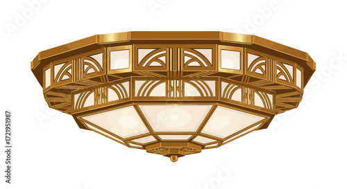 Ornate geometric chandelier with golden details for luxurious interiors