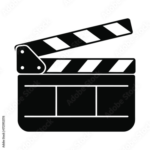 Classic film clapperboard icon for movie production and entertainment industry