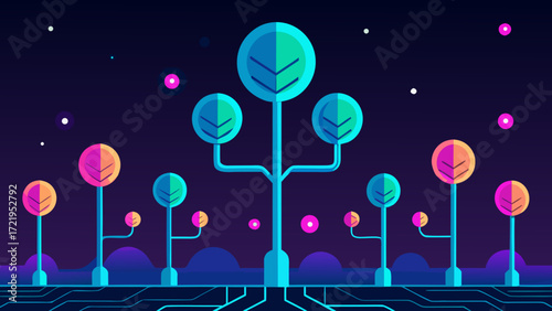 Abstract floral background with colorful dandelion and lollipop flowers in a pink and purple light, a sweet and decorative vector illustration