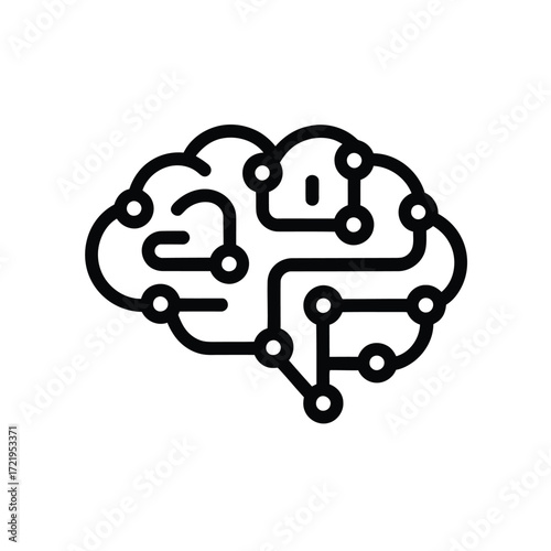 Digital brain icon representing artificial intelligence and neural networks technology