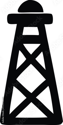 Iconic silhouette of a derrick tower a symbol of the oil and gas industry used in various applications and designs