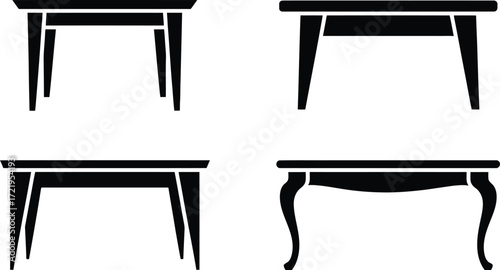 Collection of table silhouettes for furniture design and home decor projects