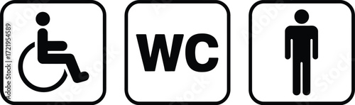 Toilet restroom wc bathroom sign accessibility gender neutral symbols icon