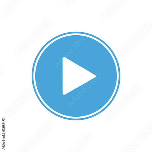 Free Download  Blue circular play button icon with white triangle—minimalist media symbol for video, audio, streaming, or digital interface design - GFXLoad