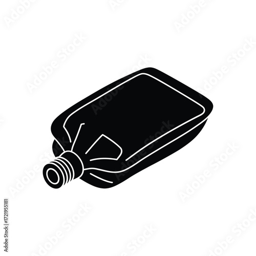 Simple black silhouette of a large water bottle lying on its side