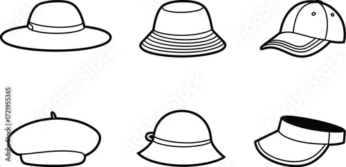 Explore different types of hats vector illustration headwear fashion apparel