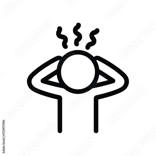 Simple line art icon of a person feeling overwhelmed and stressed
