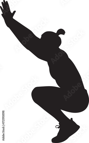 Fitness athlete silhouette dynamic pose jumping strength training workout exercise movement