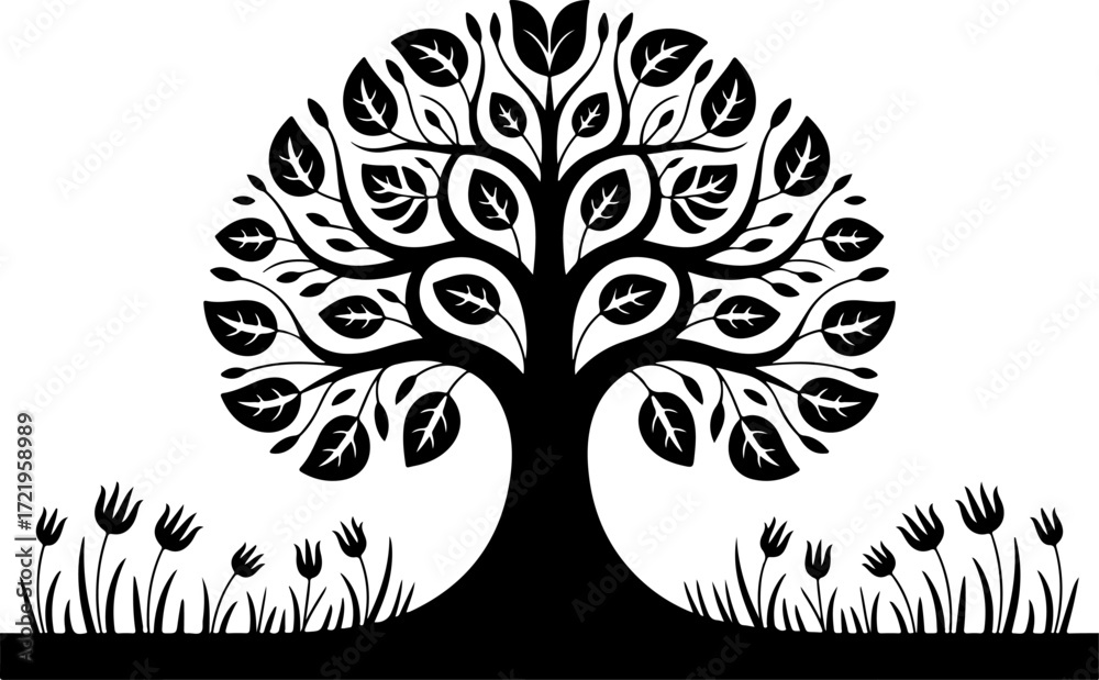 Obraz premium Floral Tree of Life Silhouette | Nature SVG Design