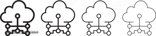 cloud computing concept vector.Digital cloud computing icon linking network circuitry, symbolizing technological connectivity