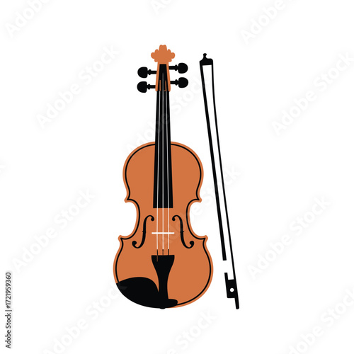 Classic wooden violin and bow isolated on white a timeless musical instrument
