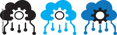 cloud computing concept vector.Digital cloud computing icon linking network circuitry, symbolizing technological connectivity