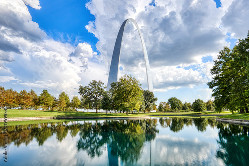 St. Louis Gateway Arch view from Gateway Arch National Park during a Sunny Day, Missouri
