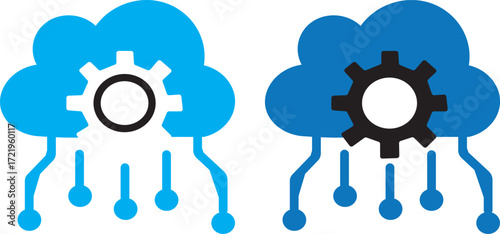 cloud computing concept vector.Digital cloud computing icon linking network circuitry, symbolizing technological connectivity