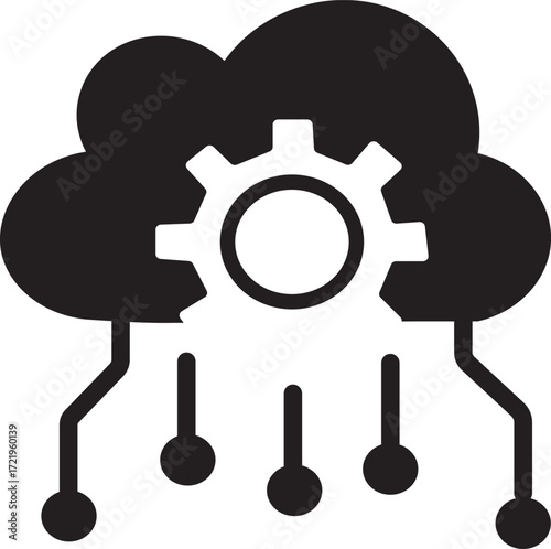 cloud computing concept vector.Digital cloud computing icon linking network circuitry, symbolizing technological connectivity