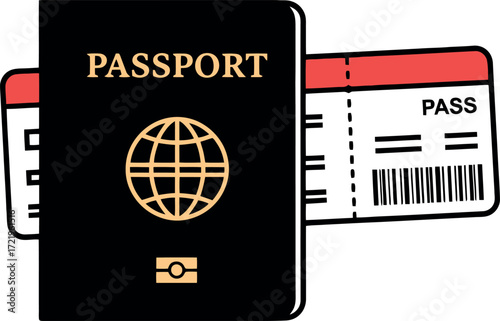 Passport and boarding pass for a trip, symbolizing travel and adventure