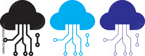 cloud computing concept vector.Digital cloud computing icon linking network circuitry, symbolizing technological connectivity