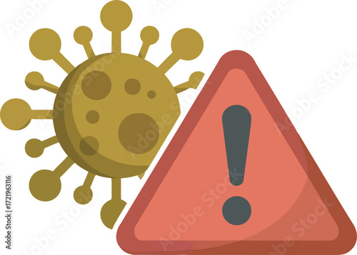 Virus Warning Sign Icon for Pandemic Danger and Health Alert