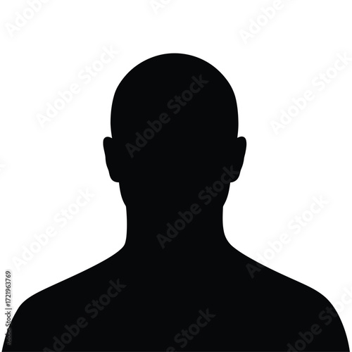 Anonymous male silhouette profile headshot against white background