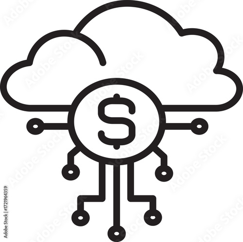 cloud computing concept vector.Digital cloud computing icon linking network circuitry, symbolizing technological connectivity