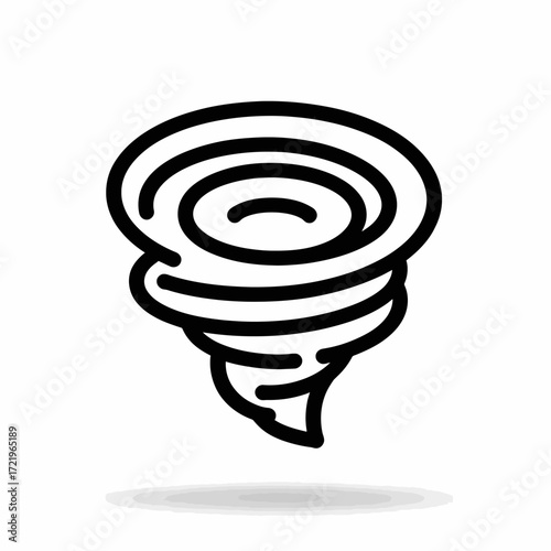 A stylized line art icon depicting a powerful tornado or cyclone.