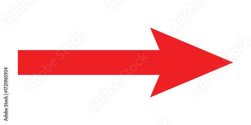 Red isolated arrow icon on white background.  Long arrow-head vector icons on white page. Pointing vector icons. 