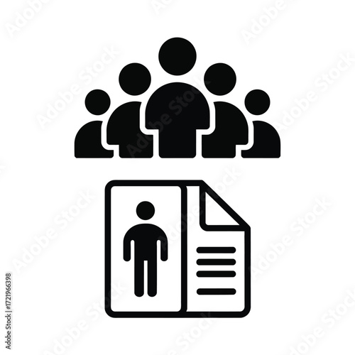 Team building silhouette icons representing human resources and recruitment process