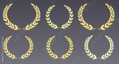 laurel, wreath, set, vector, illustration, leaves, branch, award, symbol, victory, achievement, success, honor, design, emblem, badge, decoration, trophy, winner, classic, elegant, antique, circle, cr
