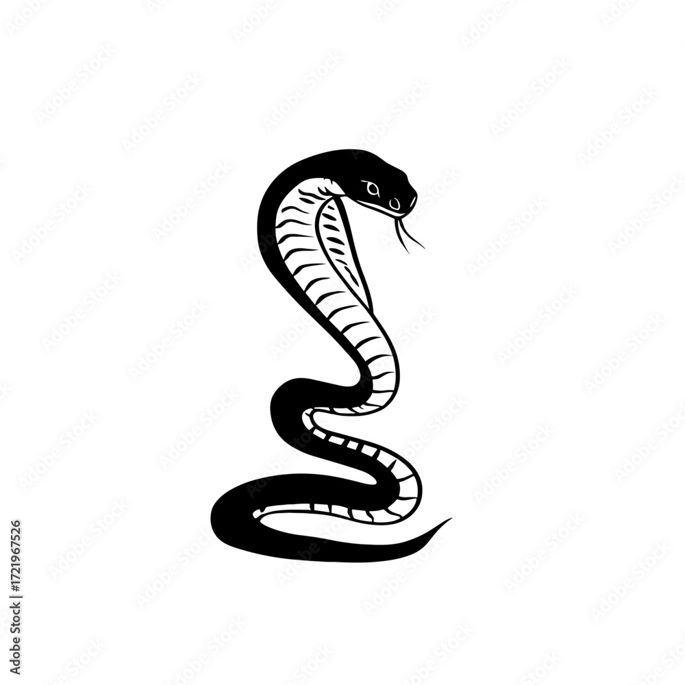 Fototapeta premium King Cobra. King Cobra simple black and white line art vector logo