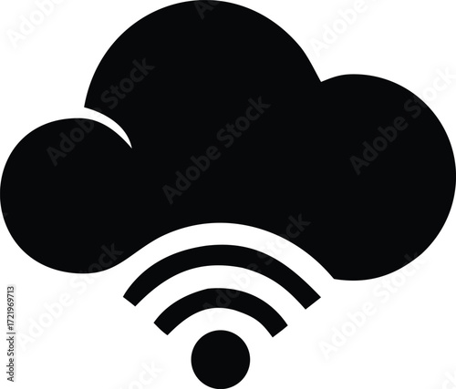 Abstract cloud and wi-fi signal symbol for cloud computing and wireless network services