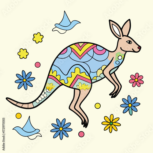 kangaroo hopping silhouette.