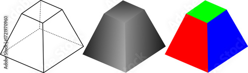 right square frustum icon set