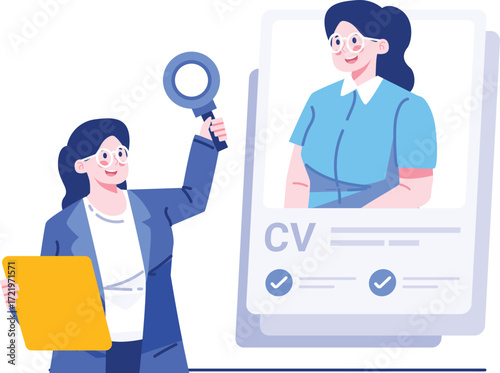 Recruitment and Job Application Concept with CV Resume Review