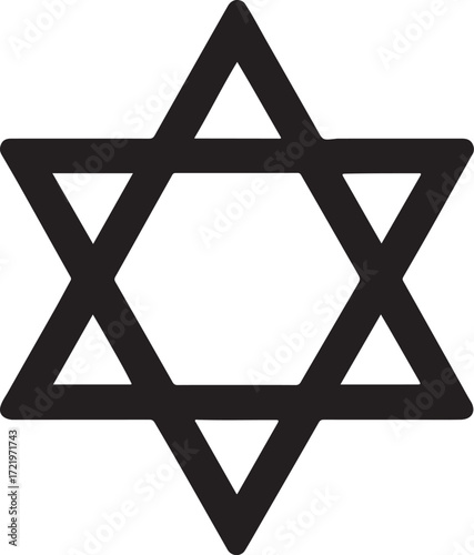 Star of David icon silhouette, Jewish religious symbol, vector EPS, spiritual design