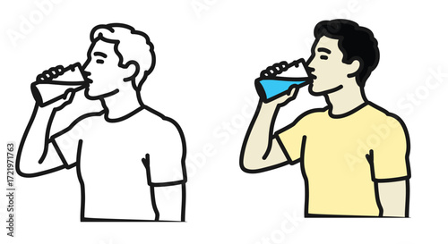Drinking Water Vector Icon. Illustrator Man Drinking Water