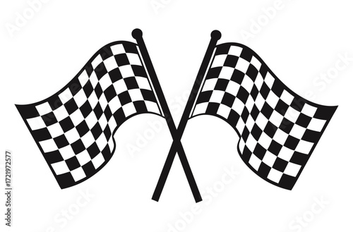 Crossed checkered flags waving, a symbol of victory, speed, and competition, perfect for racing event promotions, motorsport branding, and winning business concepts.