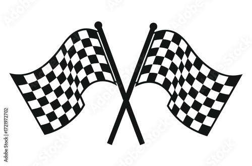 Crossed checkered flags waving, a symbol of victory, speed, and competition, perfect for racing event promotions, motorsport branding, and winning business concepts.