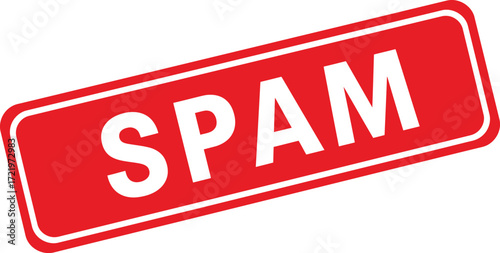 Red stamp with the word spam clearly visible indicating unwanted messages isolated on transparent background