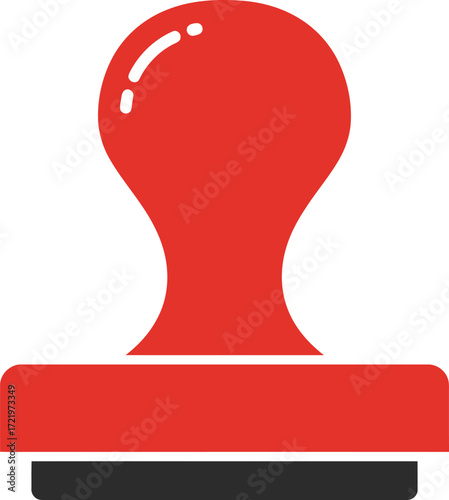 Red rubber stamp symbol document approval business office tool design element isolated on transparent background