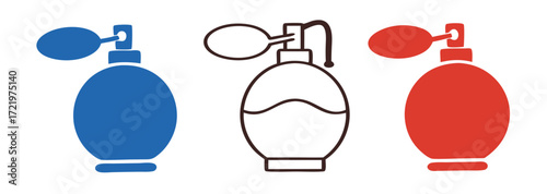 Perfume silhouette icon set. fragrance, bottle variety, scent symbols collection 
