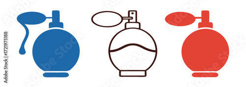 Perfume silhouette icon set. fragrance, bottle variety, scent symbols collection 
